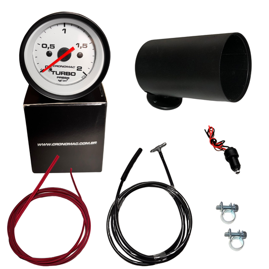 Manômetro Pressão Turbo c/ Kit de Instalação COMPLETO