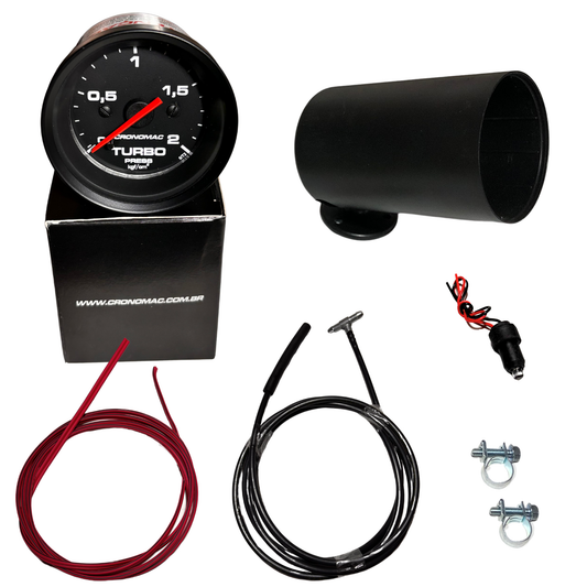 Manômetro Pressão Turbo c/ Kit de Instalação COMPLETO