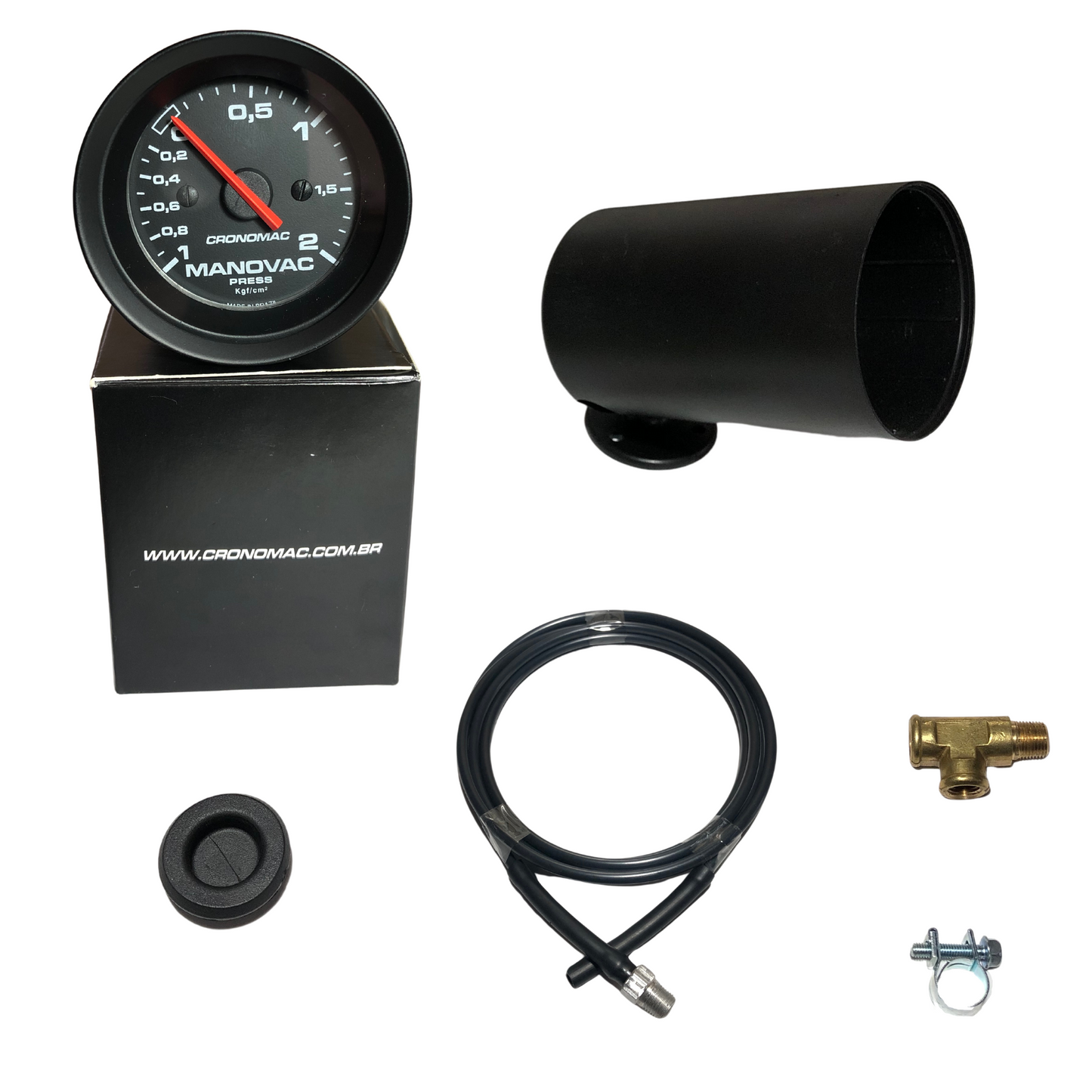 Manômetro Pressão e Vácuo Turbo c/ Kit de Instalação COMPLETO