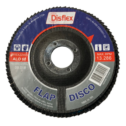 Disco De Lixa Flap DISFLEX 115mm Grão 60 - DOBRO de LIXAS
